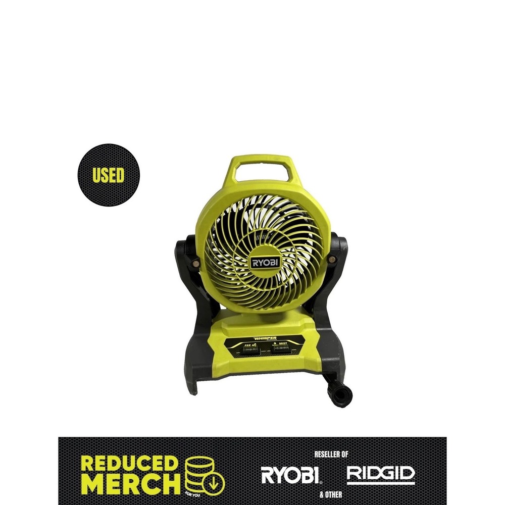 Ryobi Misting Fan Unisex OS Green Excellent Whisper Series 18V ONE+ Portable